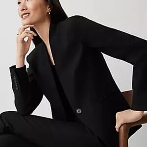 Ann Taylor The Cutaway Blazer Black Bi-Stretch NWT Size 4